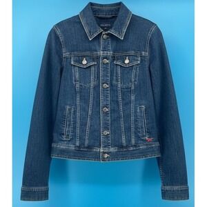 Talbots Women's‎ Denim Jacket Dark Wash Button Front Style Size XS